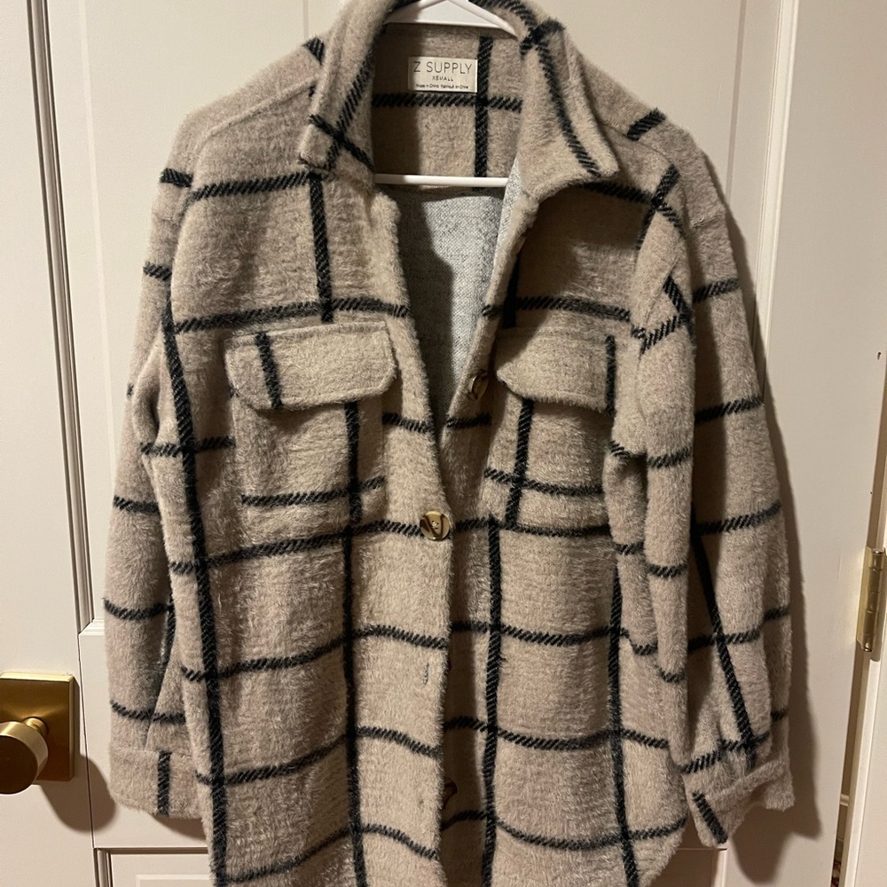 Z Supply Black and Cream Checkered Jacket